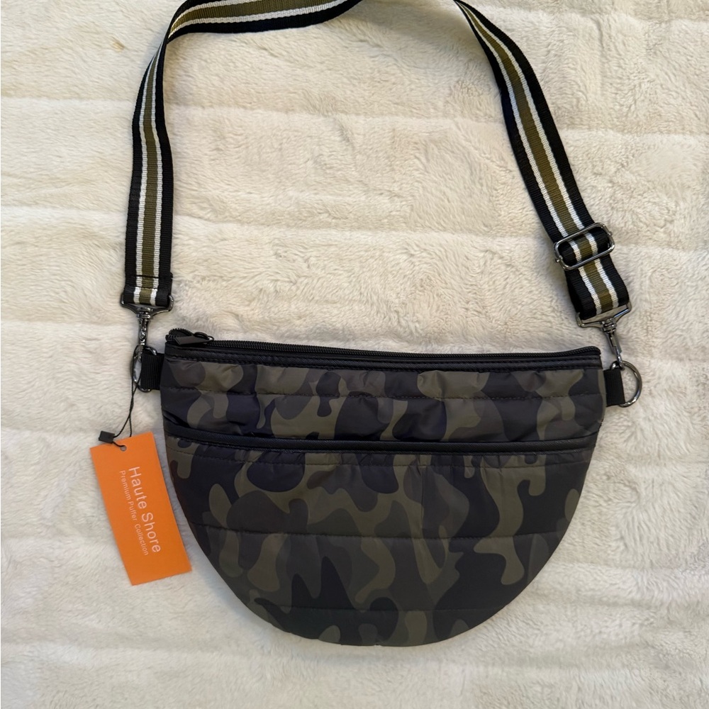 HAUTE SHORE Camouflage Crossbody Bag with Black and Green